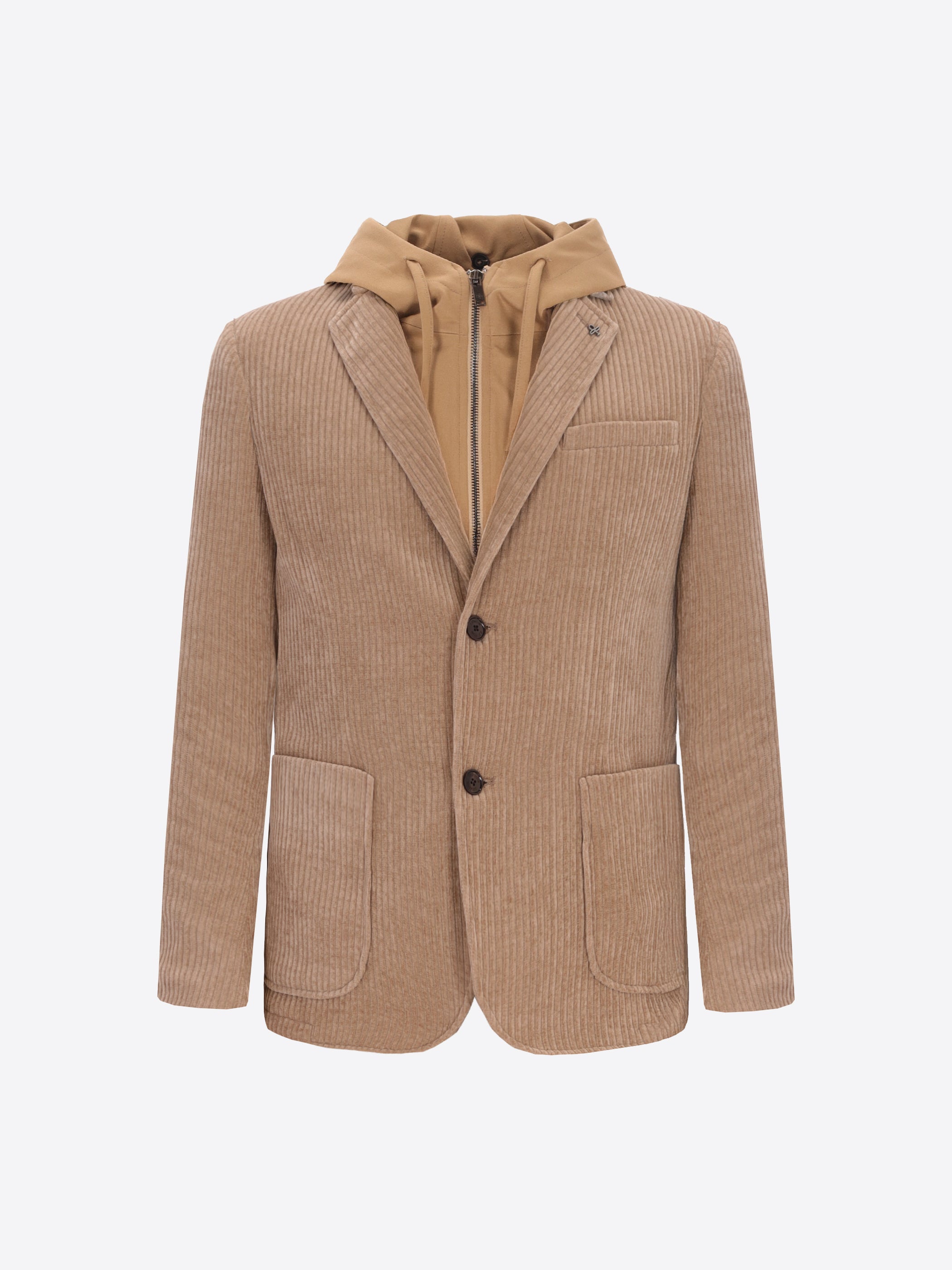Distretto12 Torino Cacha/Camel Super-Comfort Velvet Jacket With Detachable Bib - Product Still Life
