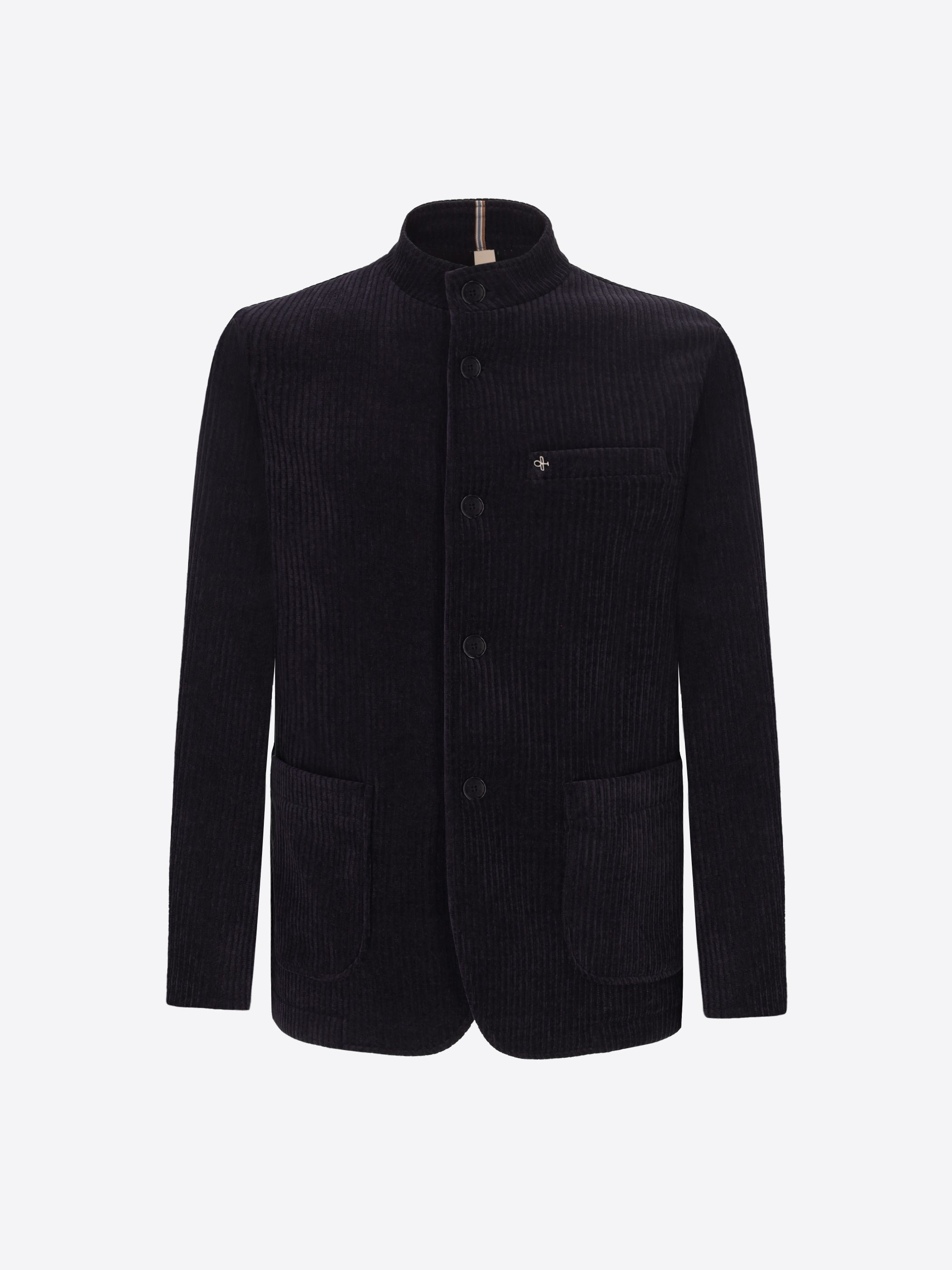 Distretto12 Torino Blue Super-Comfort Velvet Korean-Collar Jacket - Product Still Life