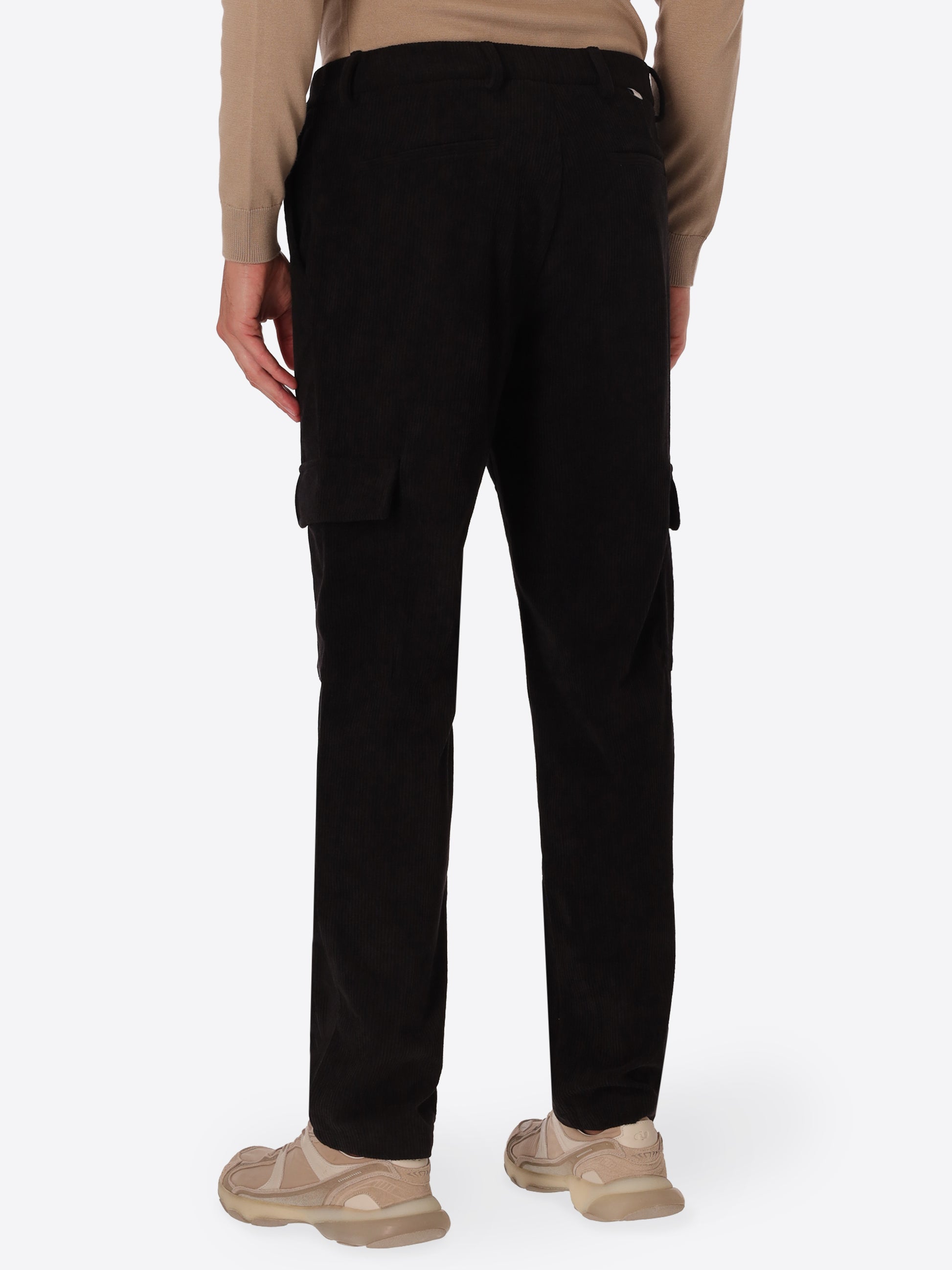 Cargo Leonardo Black Super-Comfort Velvet Trousers - Model Back View