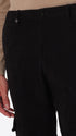 Cargo Leonardo Black Super-Comfort Velvet Trousers - Close-Up Of The Front Pocket