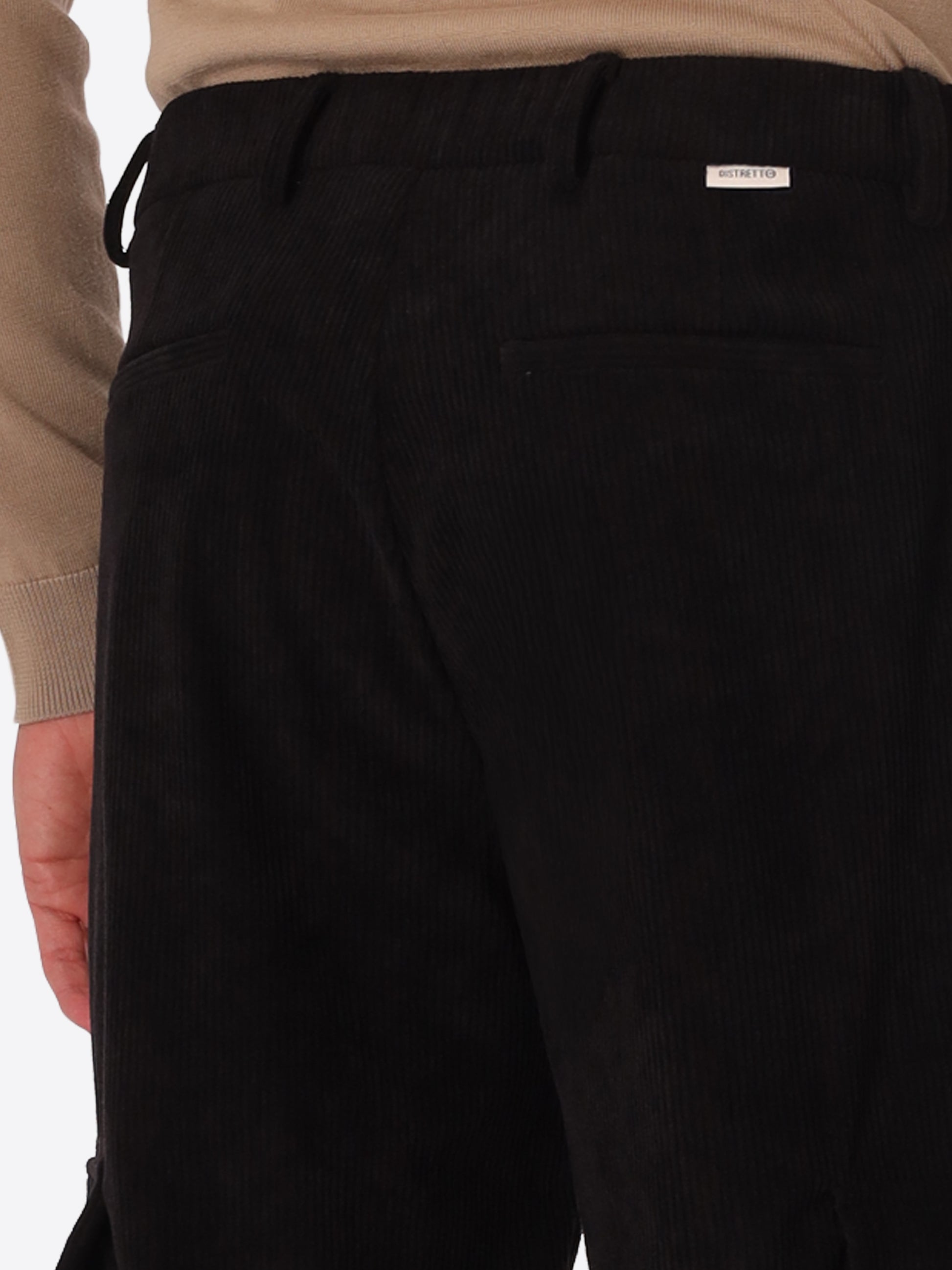 Cargo Leonardo Black Super-Comfort Velvet Trousers - Close-Up Of The Back Pocket