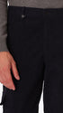 Cargo Leonardo Blue Super-Comfort Velvet Trousers - Close-Up Of The Front Pocket