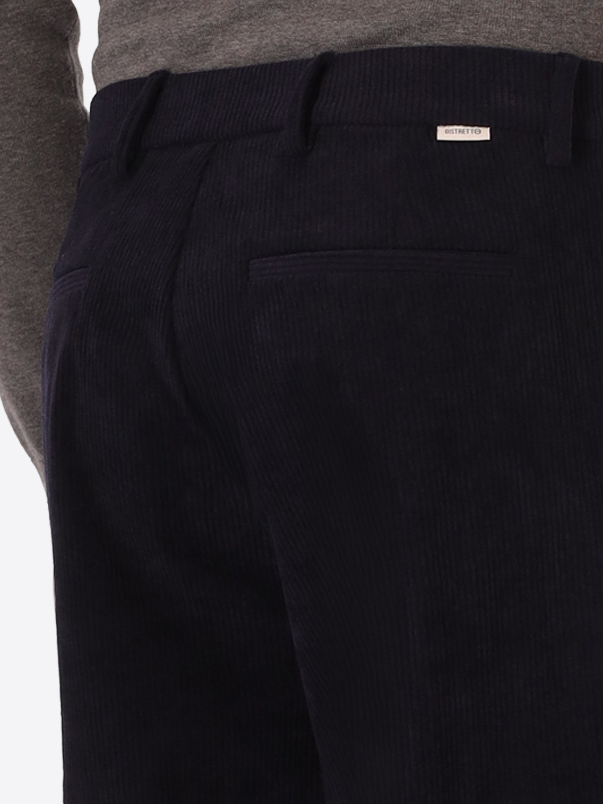 Cargo Leonardo Blue Super-Comfort Velvet Trousers - Close-Up Of The Back Pocket