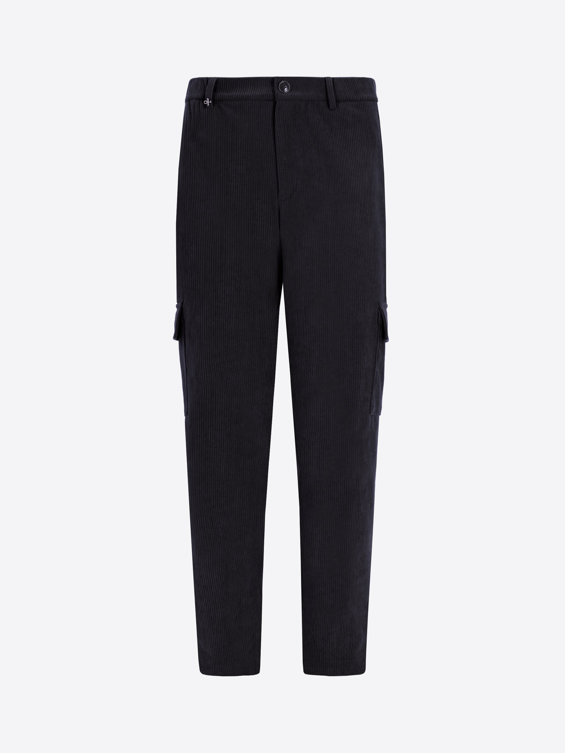 Distretto12 Cargo Leonardo Blue Super-Comfort Velvet Trousers - Product Still Life