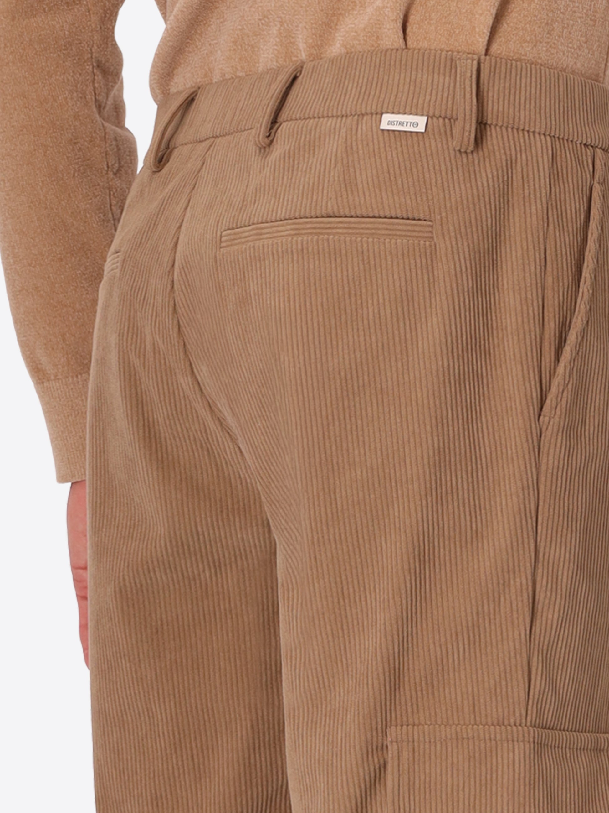 Cargo Leonardo Camel Super-Comfort Velvet Trousers - Close-Up Of The Back Pocket