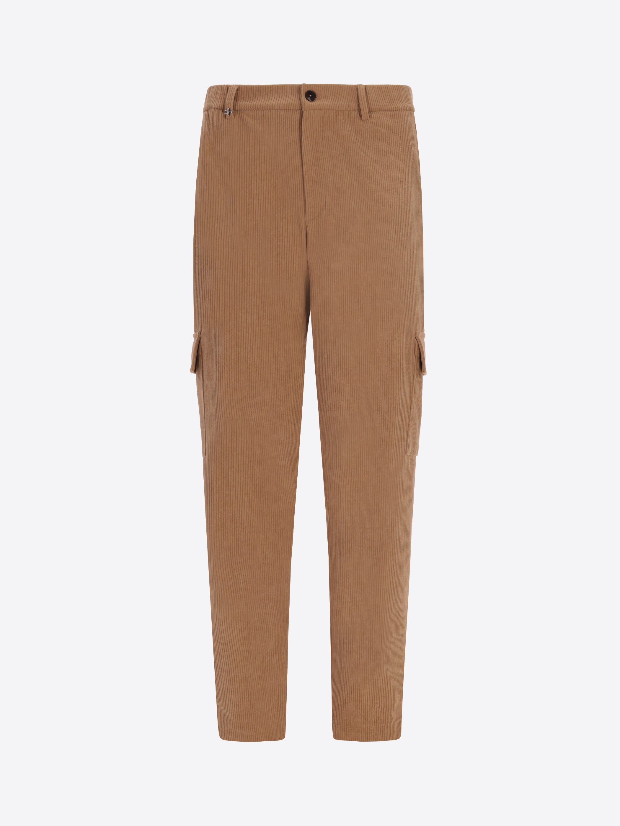 Distretto12 Cargo Leonardo Camel Super-Comfort Velvet Trousers - Product Still Life