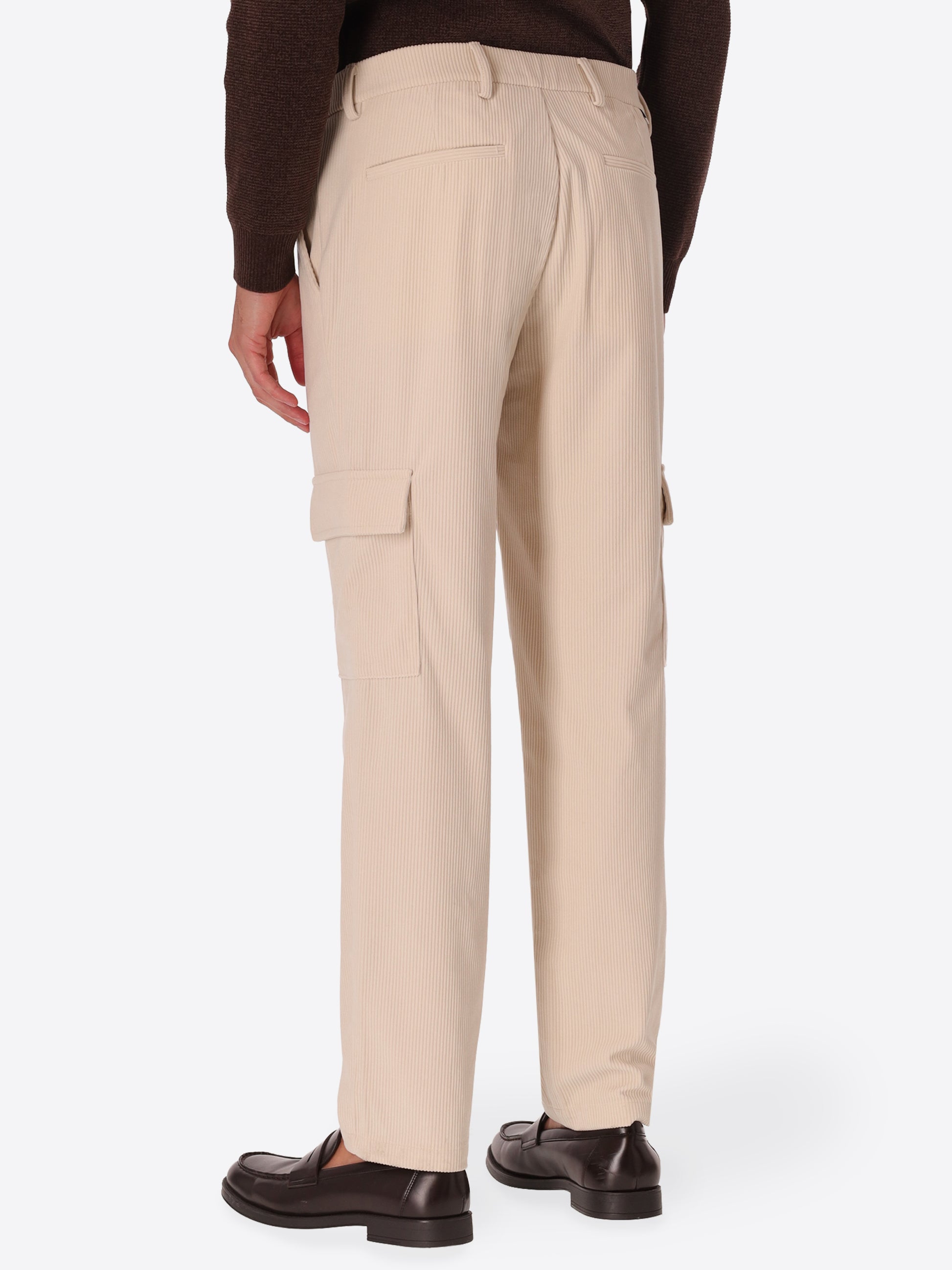 Cargo Leonardo Off White Super-Comfort Velvet Trousers - Model Back View