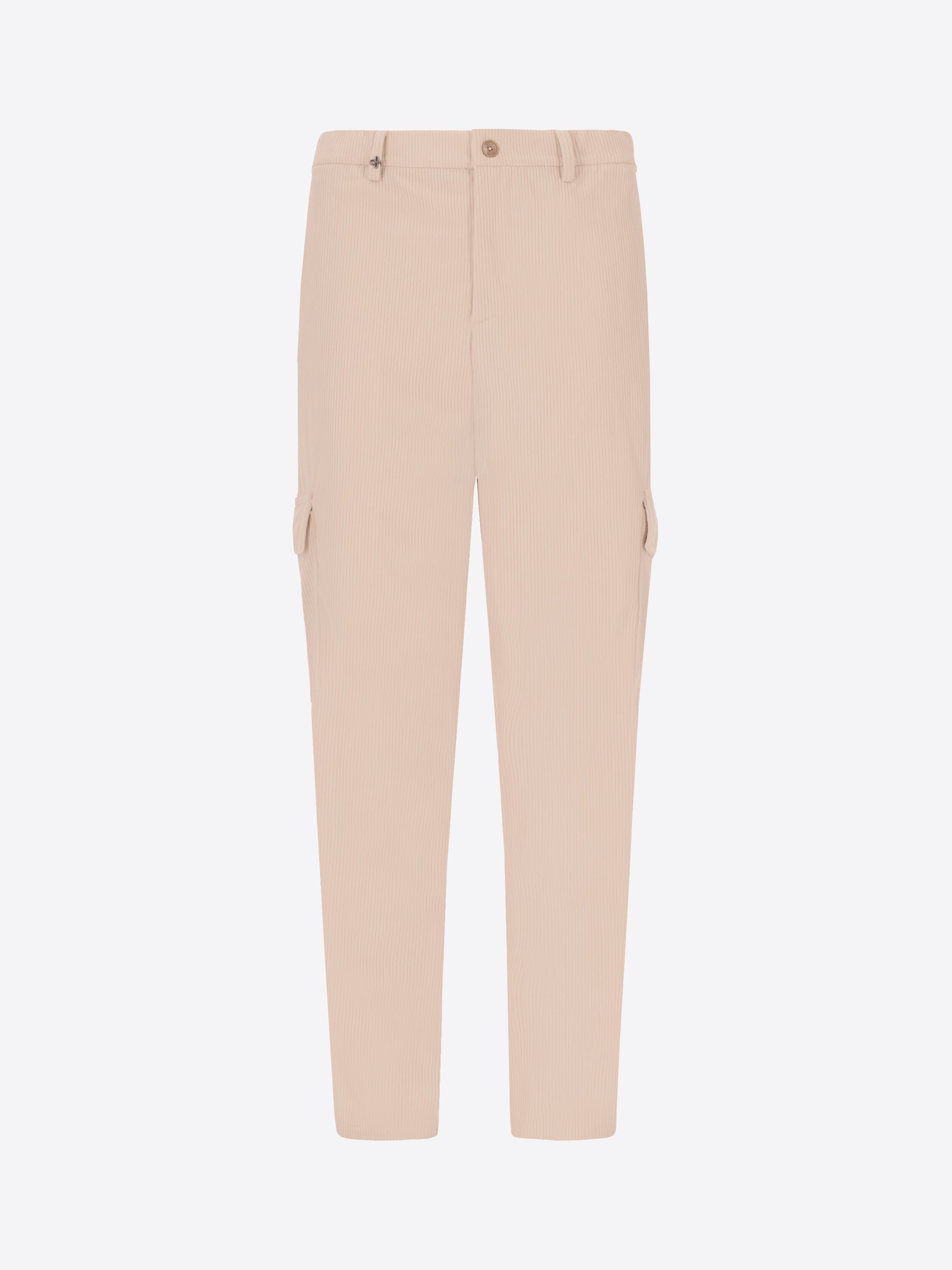 Distretto12 Cargo Leonardo Off White Super-Comfort Velvet Trousers - Product Still Life