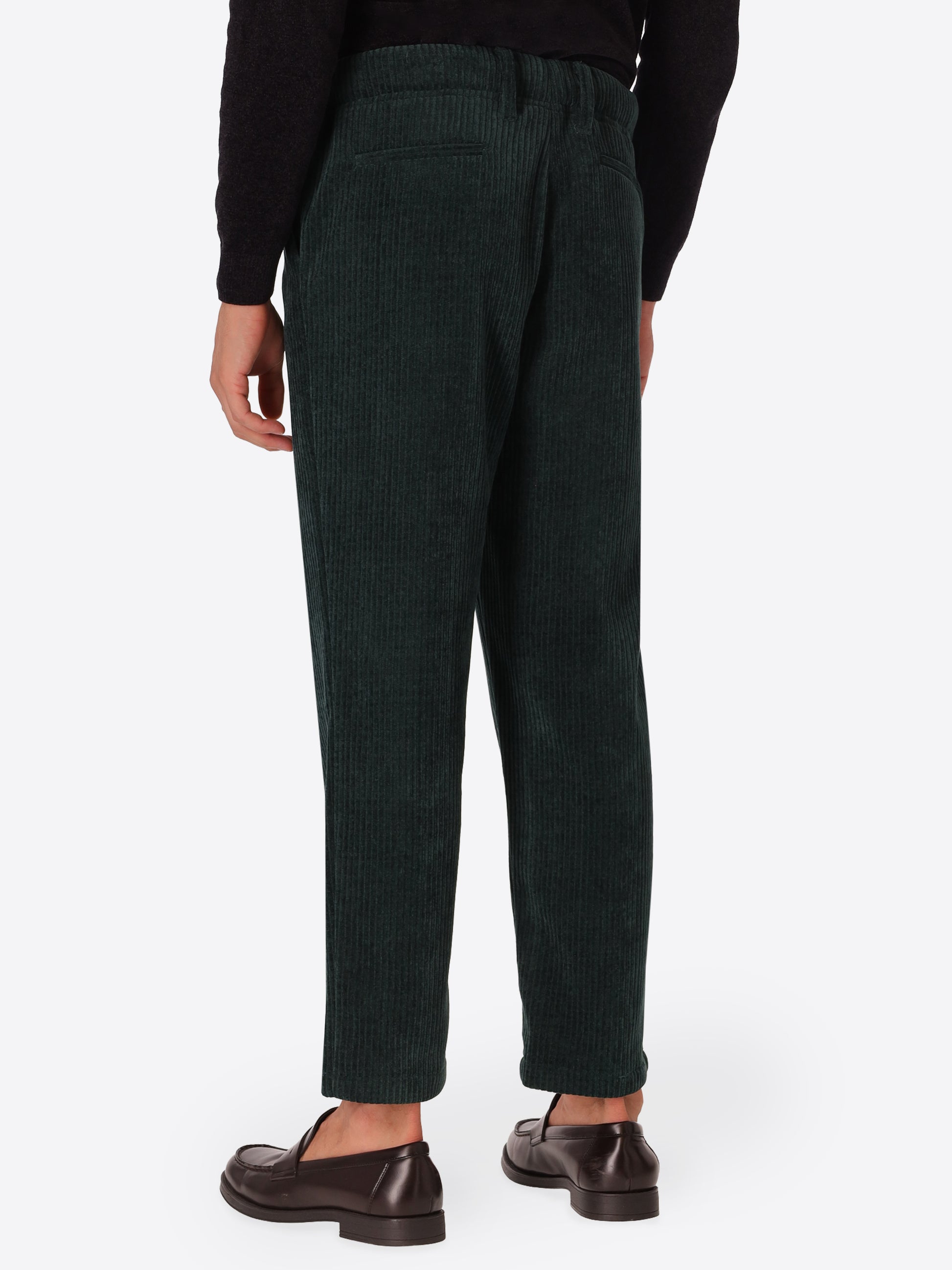 Relax Torino Bottle Green Super-Comfort Velvet Trousers - Model Back View