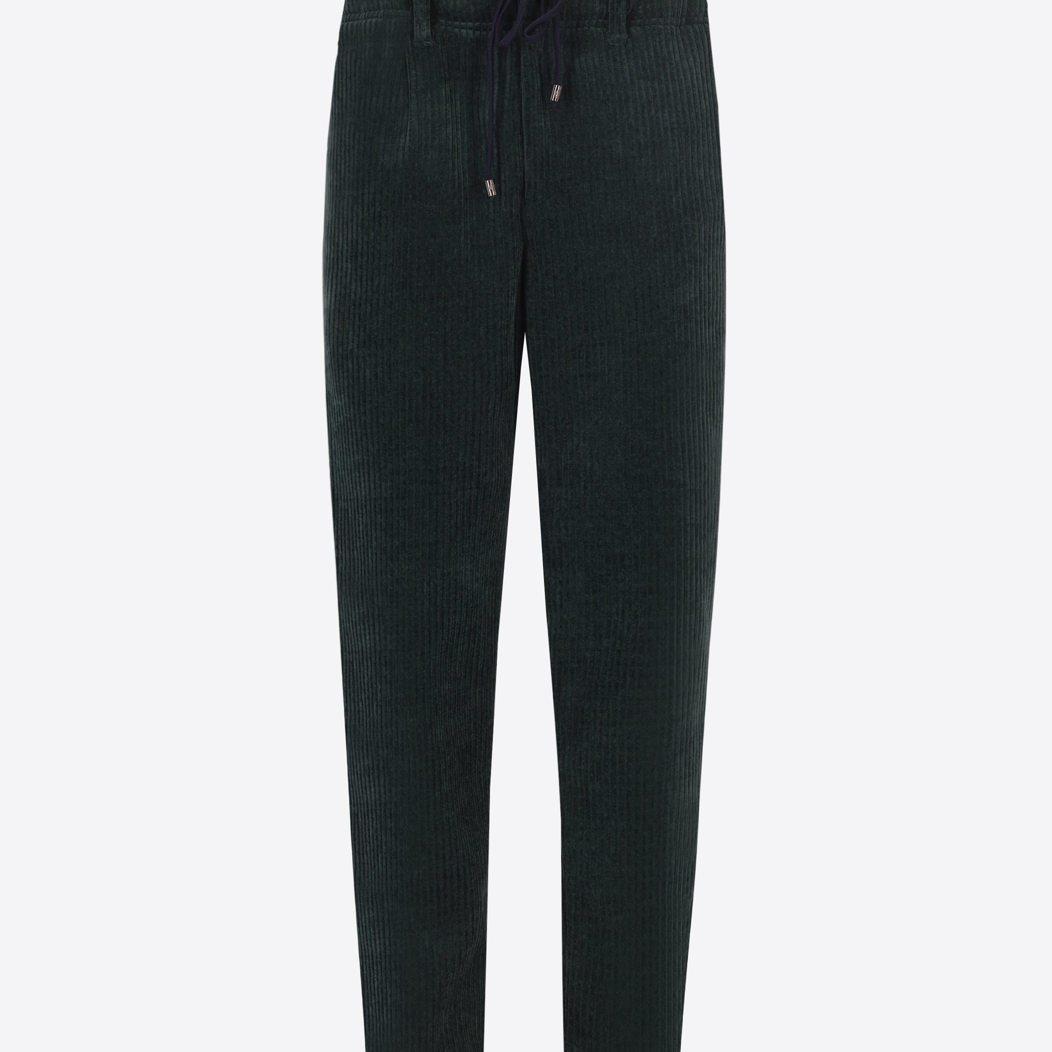 Distretto12 Relax Torino Bottle Green Super-Comfort Velvet Trousers - Product Still Life