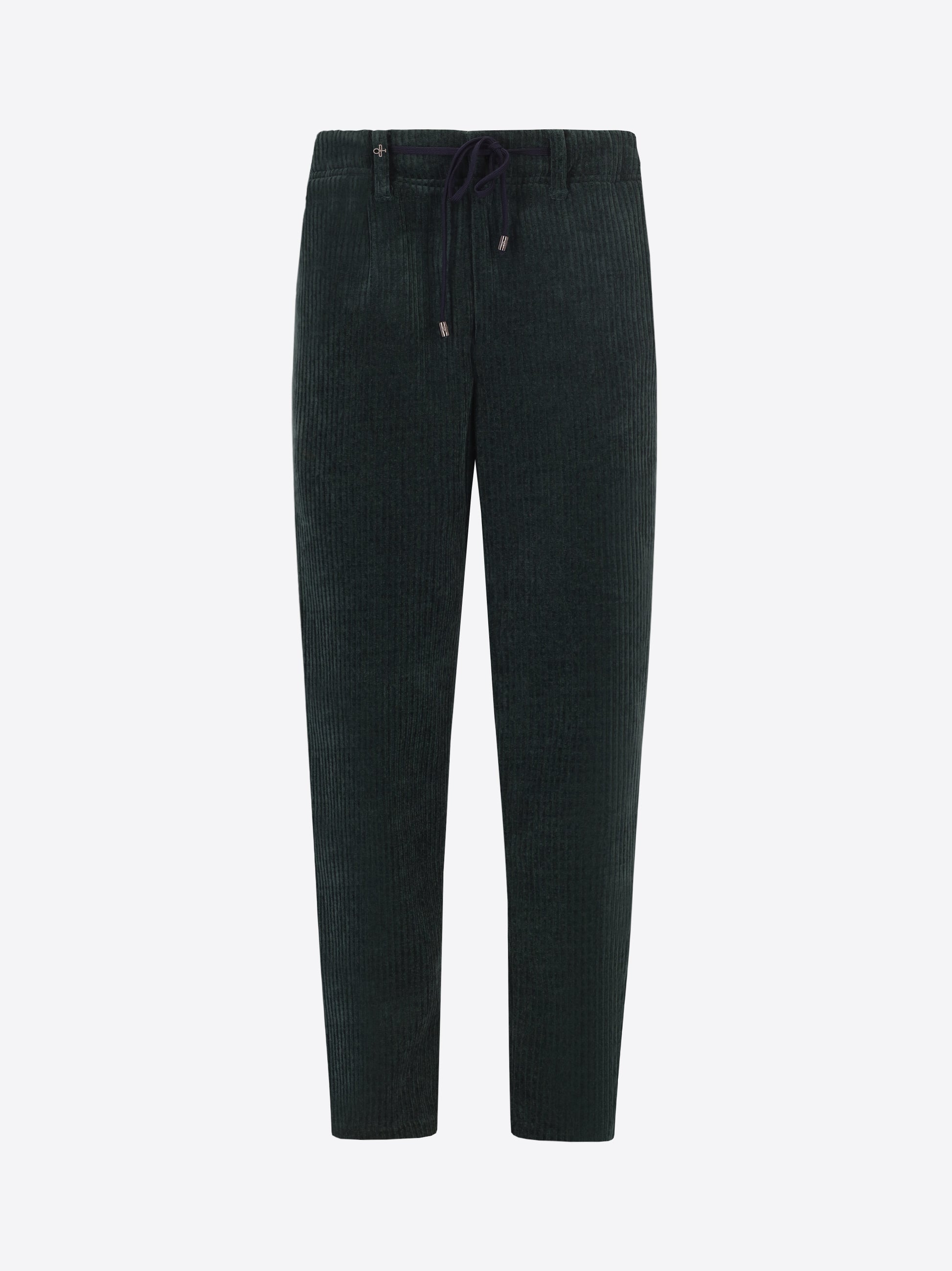 Distretto12 Relax Torino Bottle Green Super-Comfort Velvet Trousers - Product Still Life