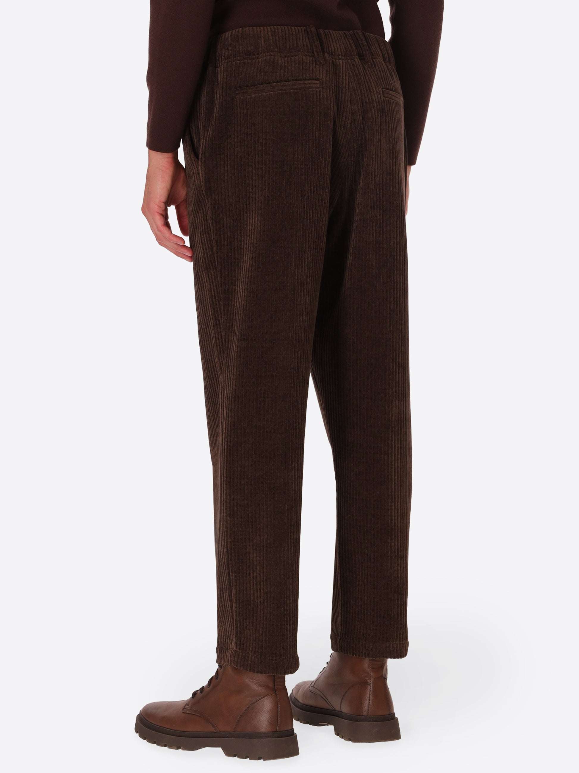 Relax Torino Brown Super-Comfort Velvet Trousers - Model Back View