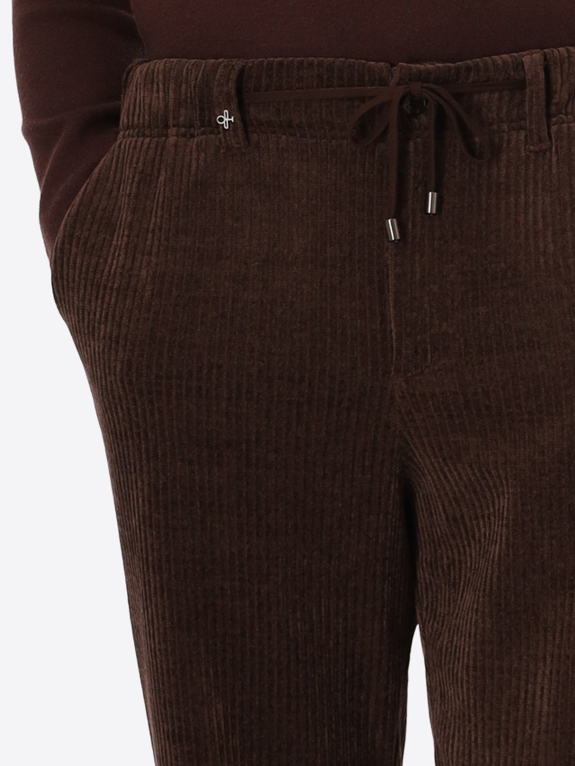 Relax Torino Brown Super-Comfort Velvet Trousers - Close-Up Of The Front Pocket