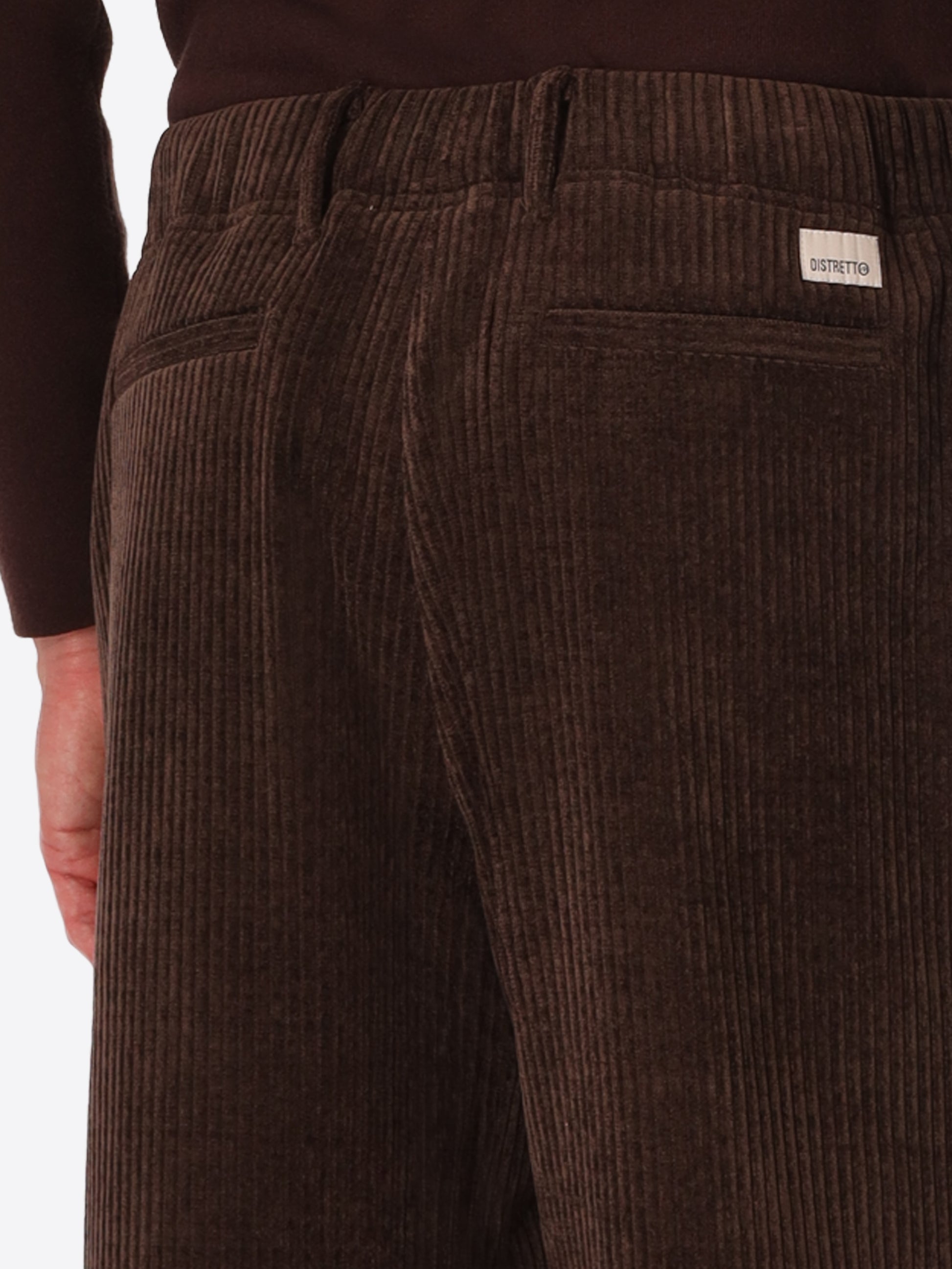 Relax Torino Brown Super-Comfort Velvet Trousers - Close-Up Of The Back Pocket