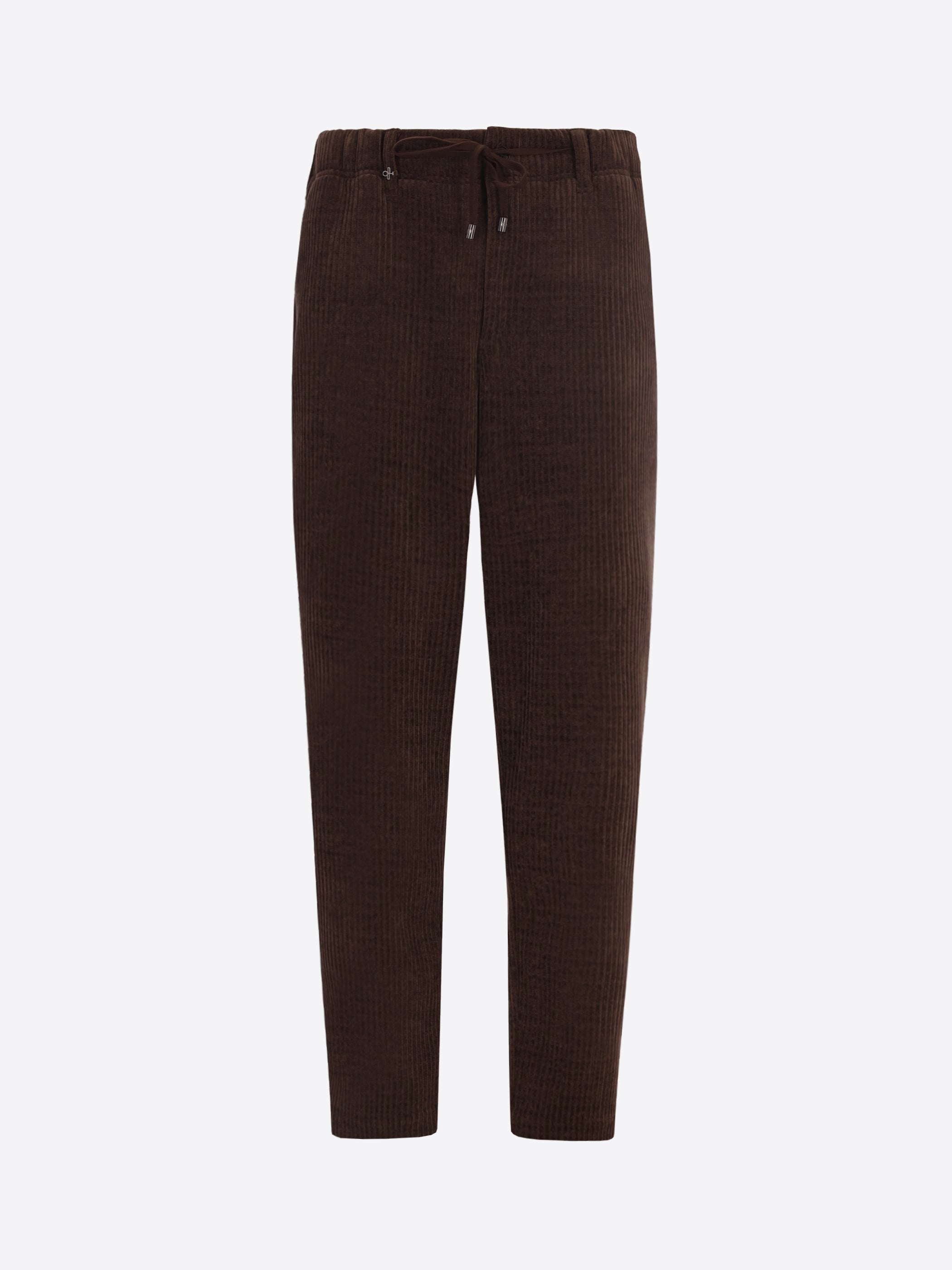 Distretto12 Relax Torino Brown Super-Comfort Velvet Trousers - Product Still Life