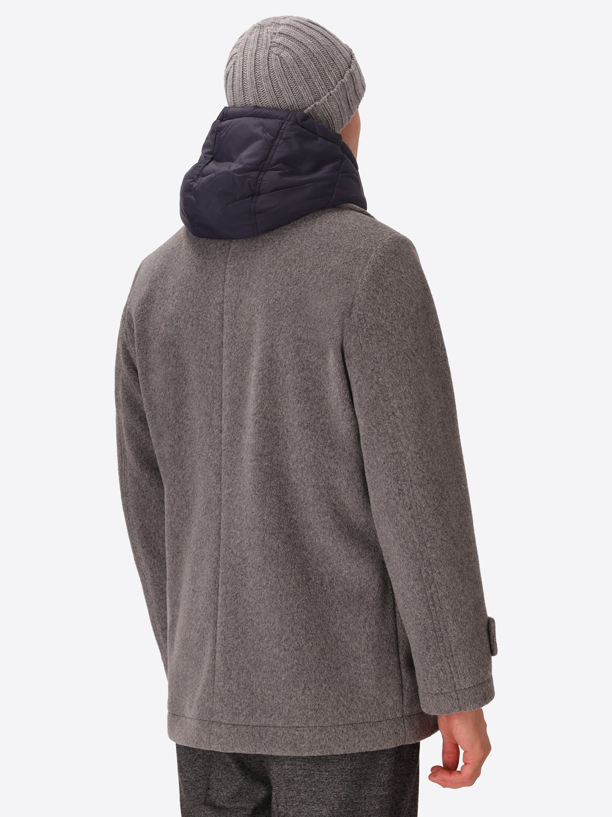 Super-Comfort Wool-Blend Peacoat Manchester with Detachable Bib