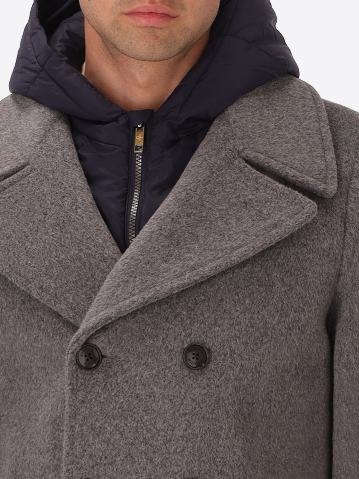 Super-Comfort Wool-Blend Peacoat Manchester with Detachable Bib
