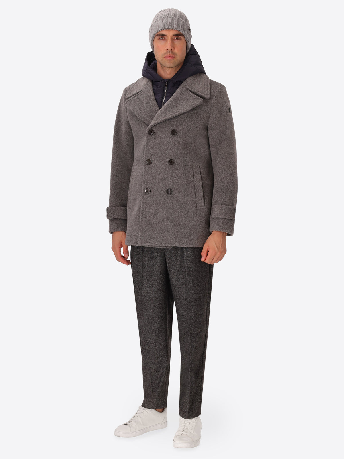 Super-Comfort Wool-Blend Peacoat Manchester with Detachable Bib