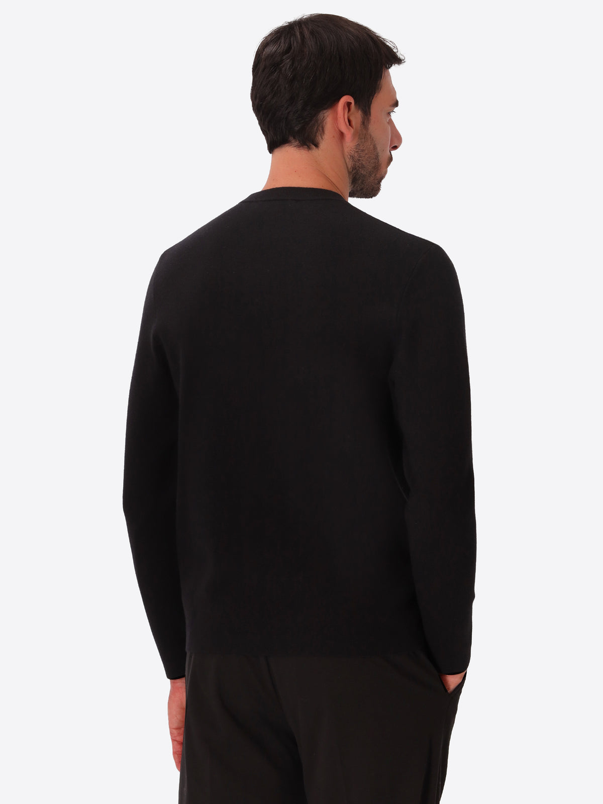 Black Sustainable Viscose-Blend Compact Knit Sweater Ayres - Model Back View