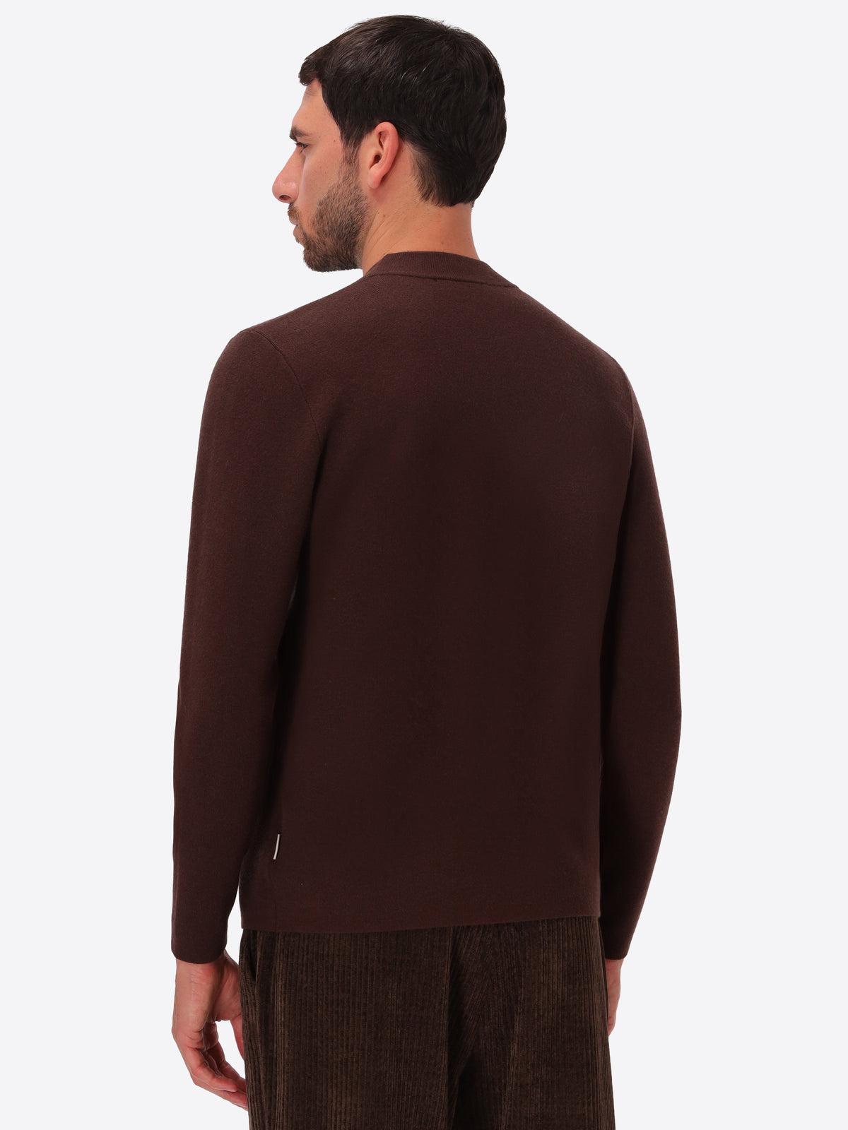 Brown Sustainable Viscose-Blend Compact Knit Turtleneck Sweater Ayres - Model Back View