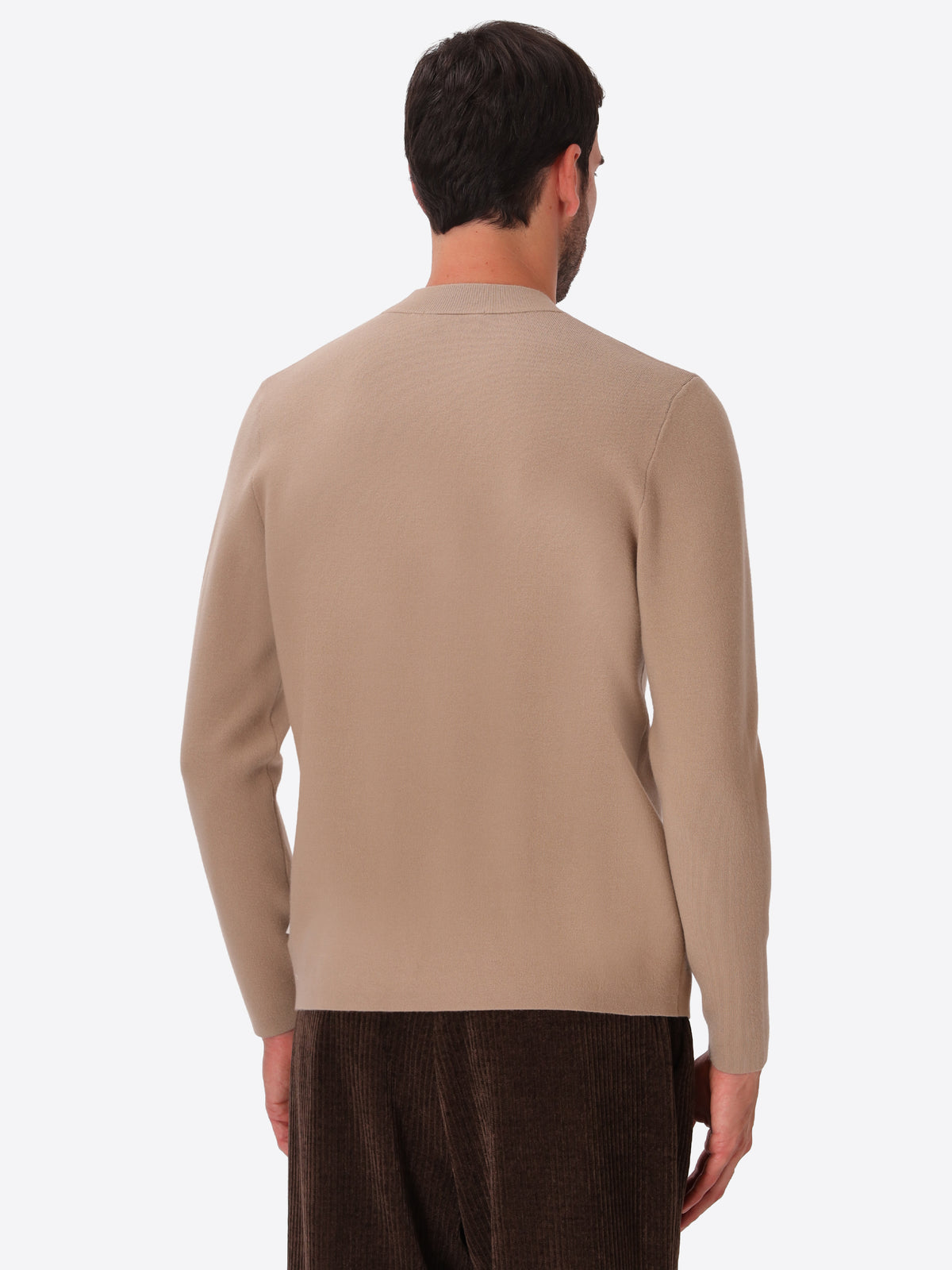 Dove Grey Sustainable Viscose-Blend Compact Knit Turtleneck Sweater Ayres - Model Back View