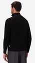 Black Sustainable Viscose-Blend Compact Knit Zip Turtleneck Sweater Ayres - Model Back View