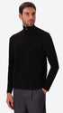 Black Sustainable Viscose-Blend Compact Knit Zip Turtleneck Sweater Ayres - Model Front View