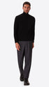 Black Sustainable Viscose-Blend Compact Knit Zip Turtleneck Sweater Ayres - Model Full Body Shot
