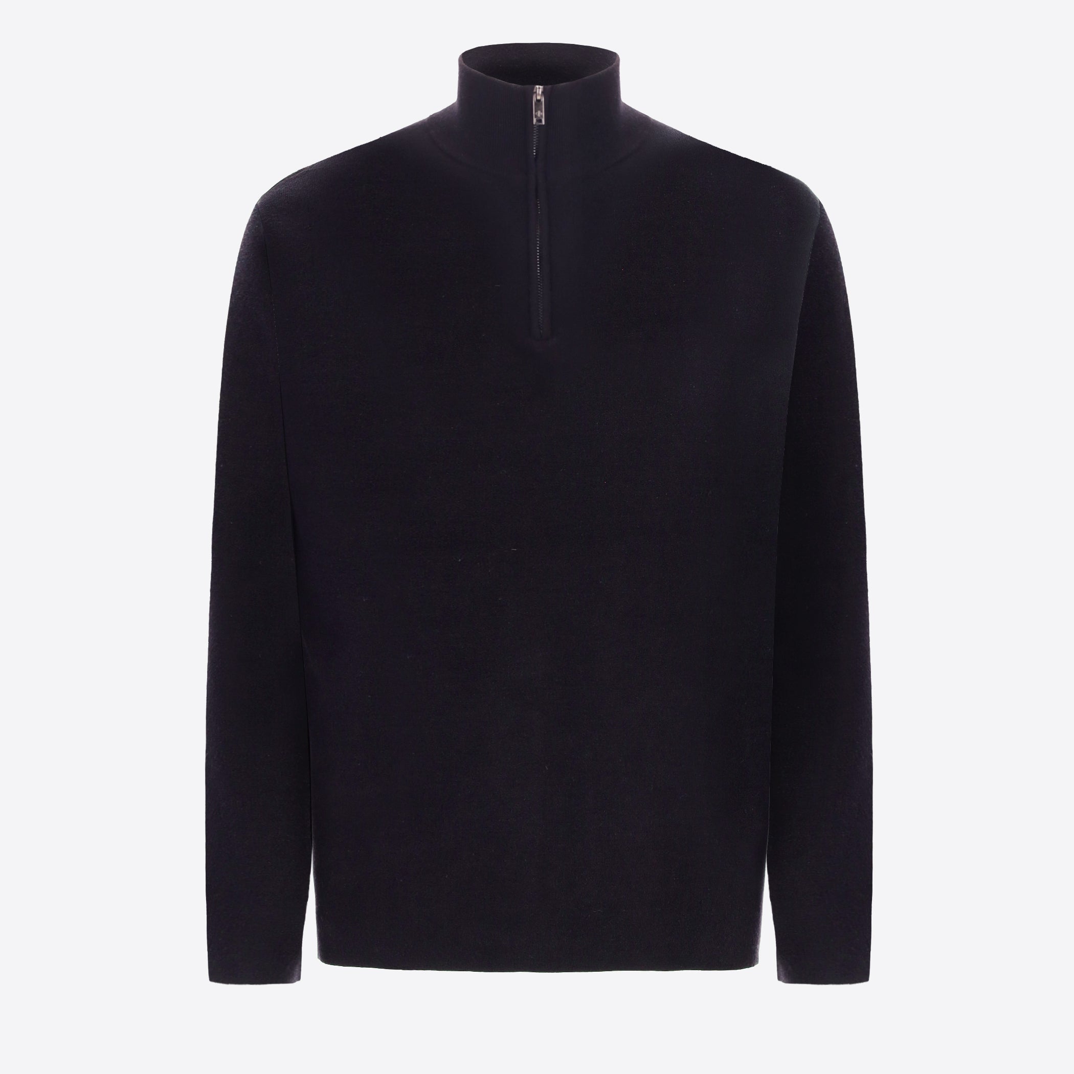 Distretto12 Blue Sustainable Viscose-Blend Compact Knit Zip Turtleneck Sweater Ayres - Product Still Life