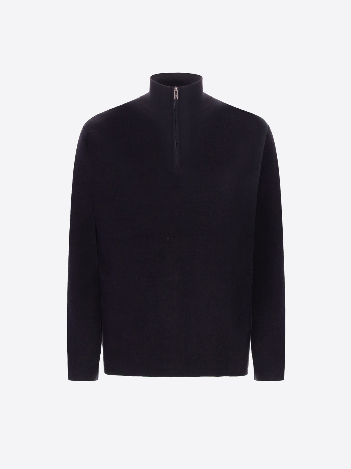 Distretto12 Blue Sustainable Viscose-Blend Compact Knit Zip Turtleneck Sweater Ayres - Product Still Life