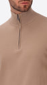 Dove Grey Sustainable Viscose-Blend Compact Knit Zip Turtleneck Sweater Ayres - Close-Up Of The Collar