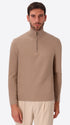 Dove Grey Sustainable Viscose-Blend Compact Knit Zip Turtleneck Sweater Ayres - Model Front View