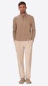 Dove Grey Sustainable Viscose-Blend Compact Knit Zip Turtleneck Sweater Ayres - Model Full Body Shot