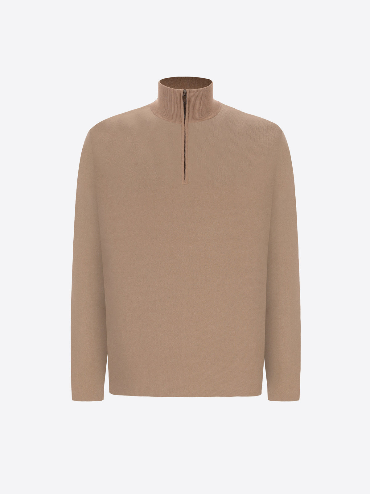 Distretto12 Dove Grey Sustainable Viscose-Blend Compact Knit Zip Turtleneck Sweater Ayres - Product Still Life