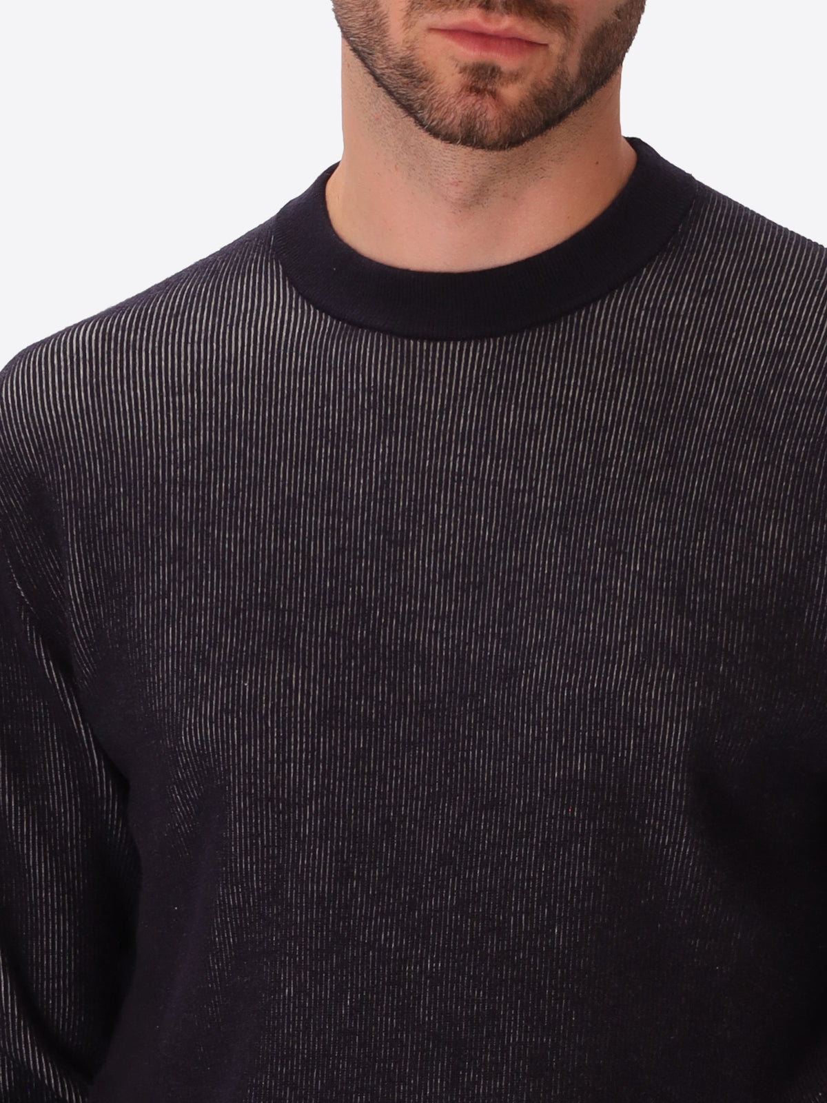 Blue Sustainable Viscose-Blend Sweater Aloisio - Close-Up Of The Collar