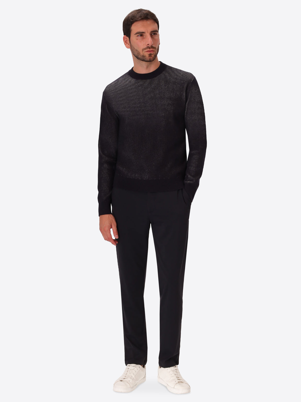 Blue Sustainable Viscose-Blend Sweater Aloisio - Model Full Body Shot
