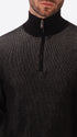 Black Sustainable Viscose-Blend Zip Turtleneck Sweater Aloisio - Close-Up Of The Collar