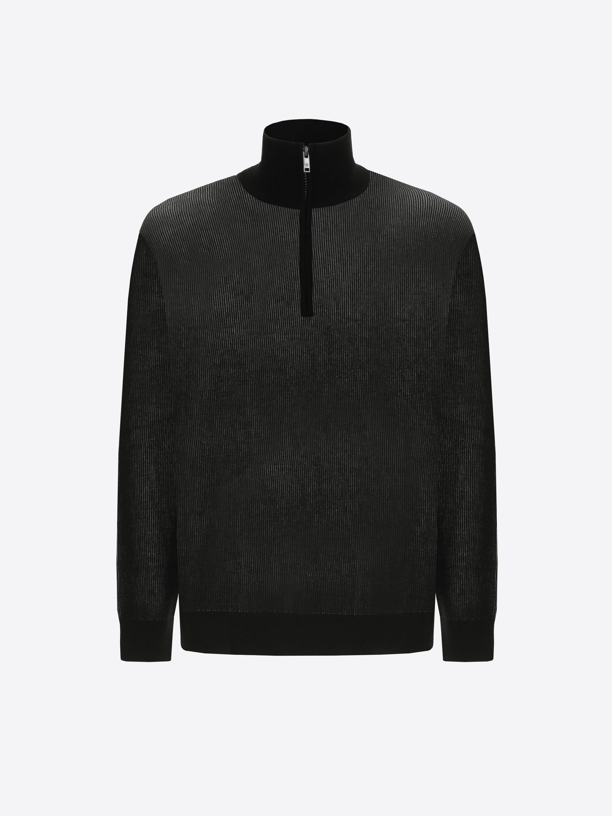Distretto12 Black Sustainable Viscose-Blend Zip Turtleneck Sweater Aloisio - Product Still Life