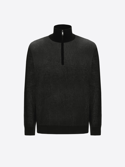 Distretto12 Black Sustainable Viscose-Blend Zip Turtleneck Sweater Aloisio - Product Still Life
