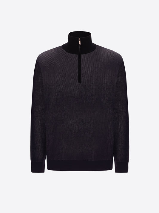 Distretto12 Blue Sustainable Viscose-Blend Zip Turtleneck Sweater Aloisio - Product Still Life