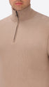 Dove Grey Sustainable Viscose-Blend Zip Turtleneck Sweater Aloisio - Close-Up Of The Collar