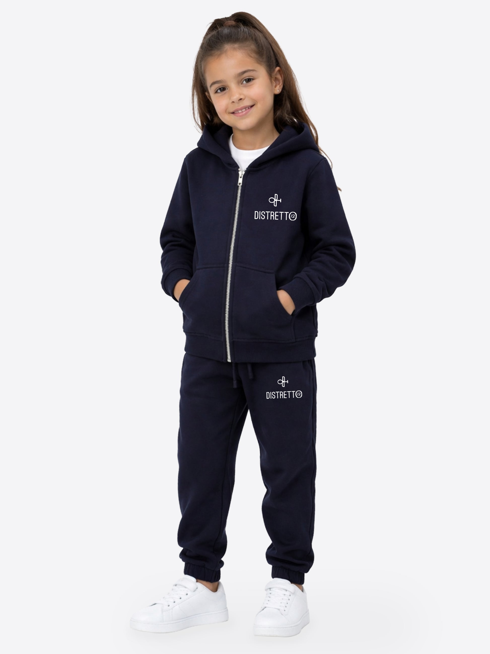Kinder Trainingsanzug Navy Blau aus Baumwolle – Hoodie mit Reißverschluss & Hose