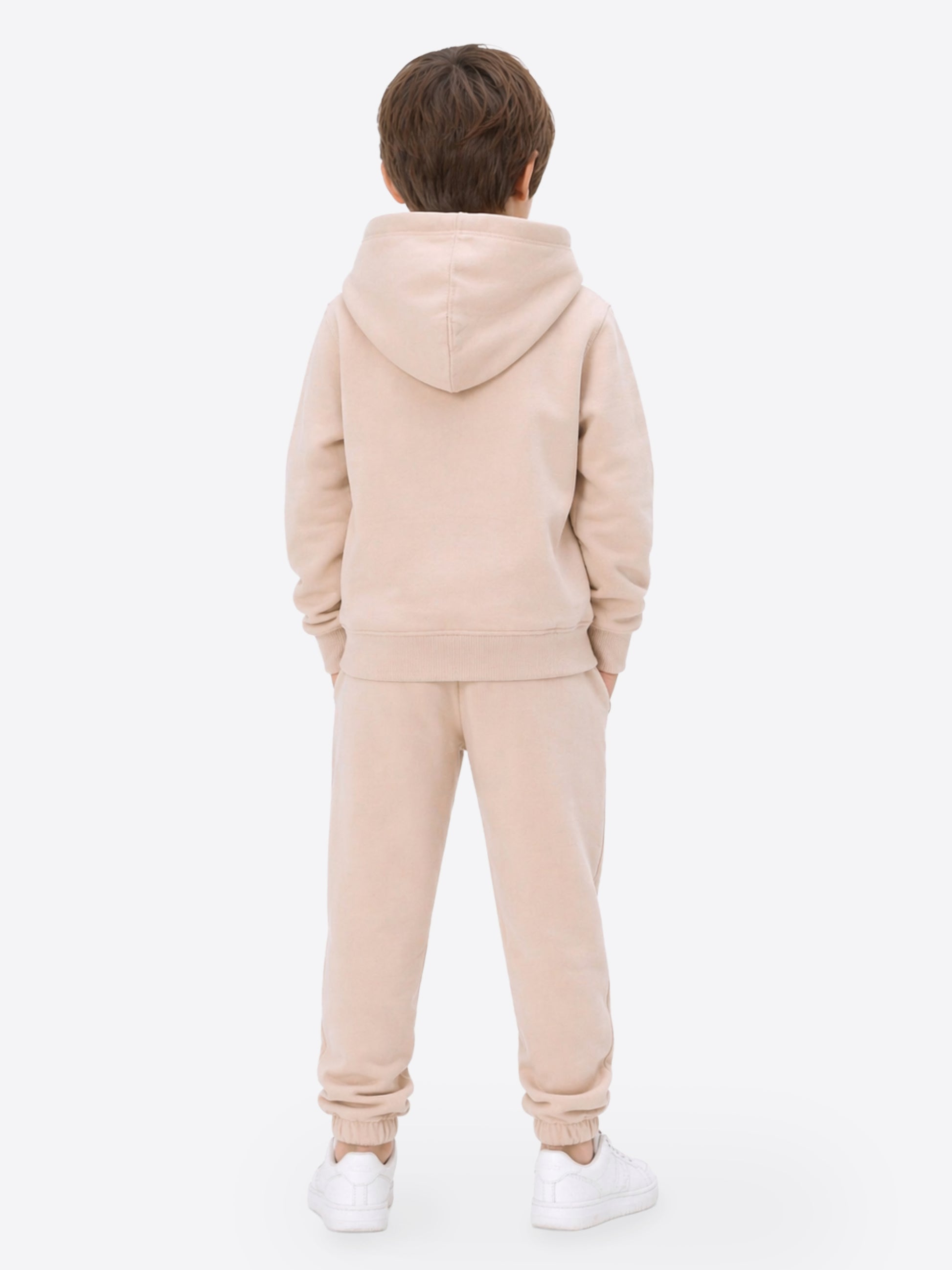 Kinder Trainingsanzug Creme aus Baumwolle – Hoodie mit Reißverschluss & Hose