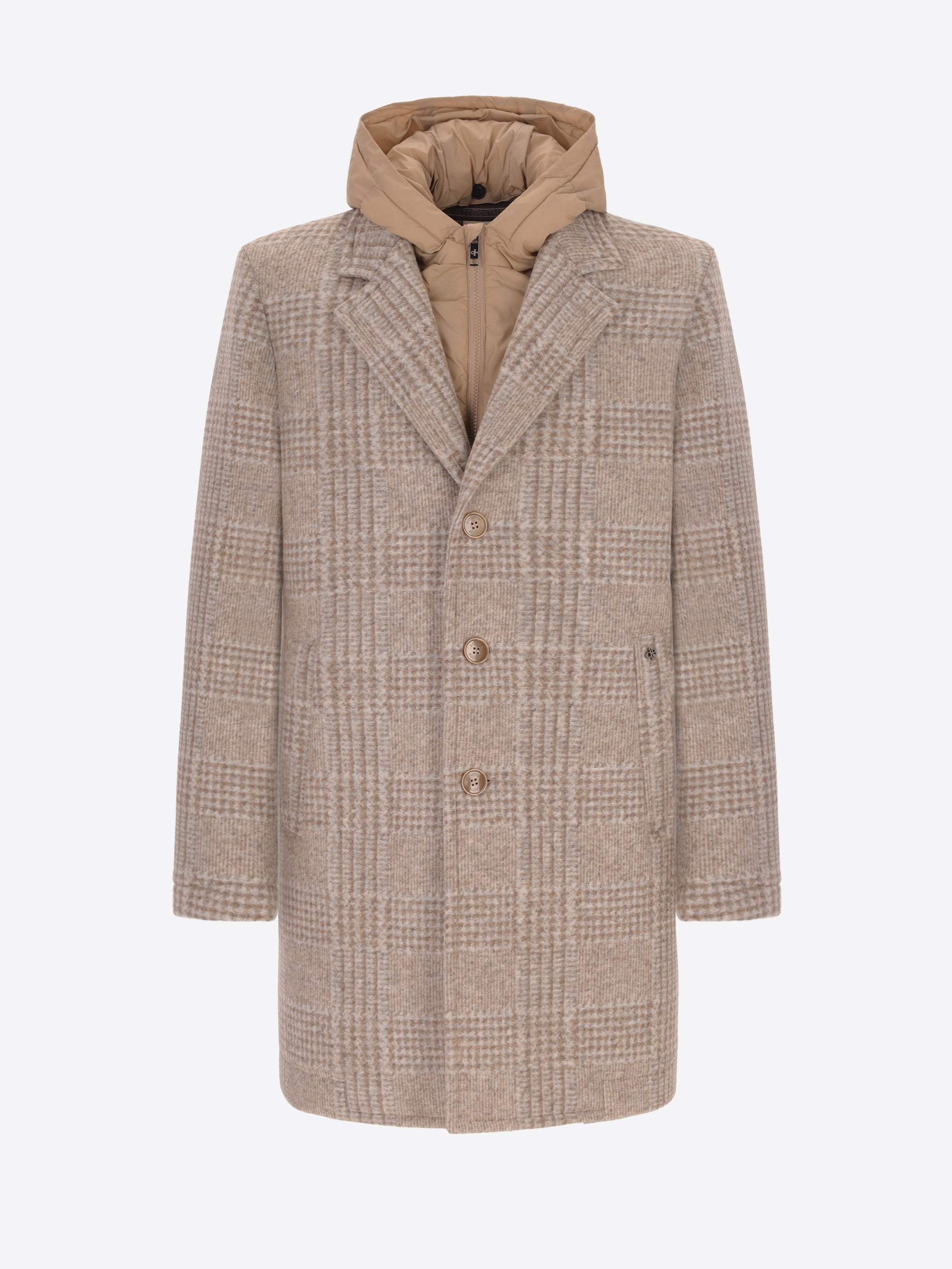 Cappotto Borghese in Lana Cotta Scozzese con Pettorina Staccabile