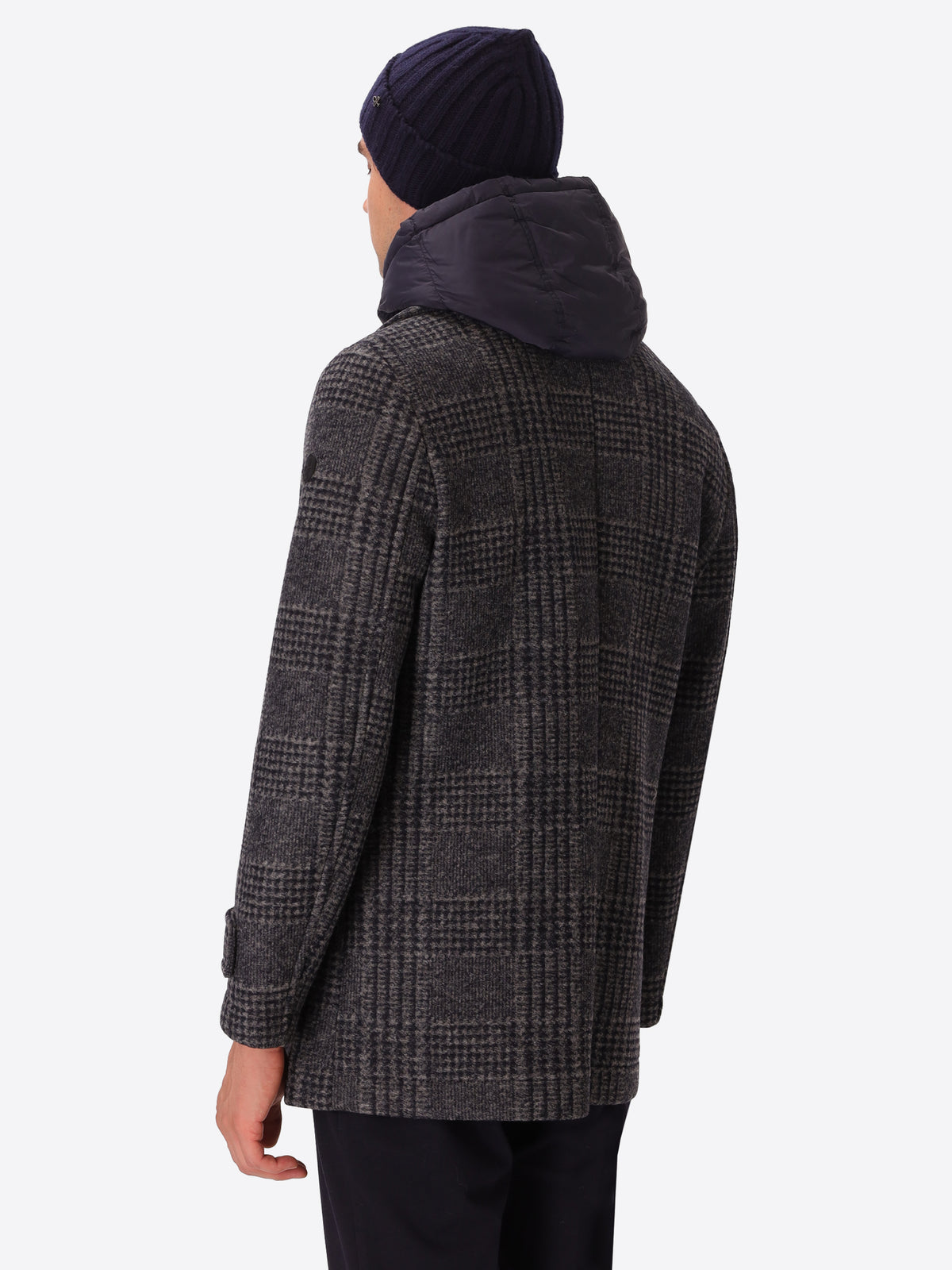 Tartan-Walkloden-Peacoat Borghese mit abnehmbarem Latzteil