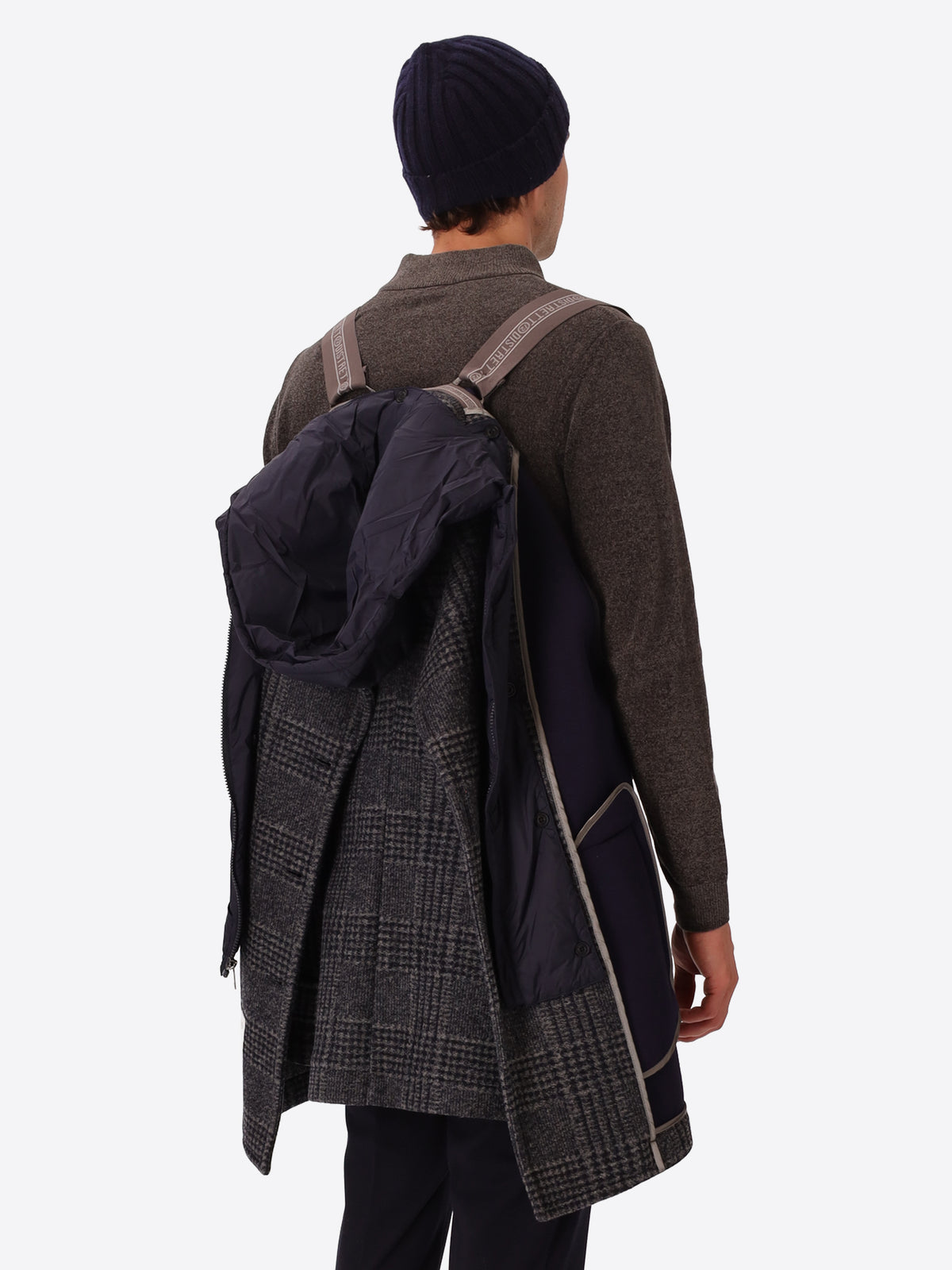 Tartan-Walkloden-Peacoat Borghese mit abnehmbarem Latzteil