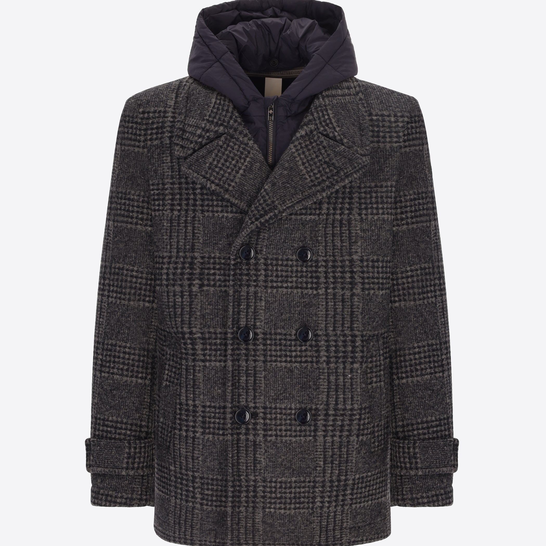 Tartan-Walkloden-Peacoat Borghese mit abnehmbarem Latzteil