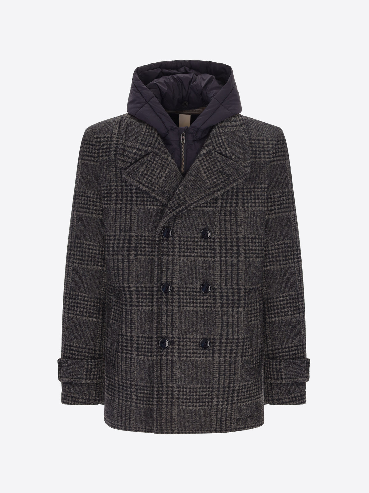 Tartan-Walkloden-Peacoat Borghese mit abnehmbarem Latzteil