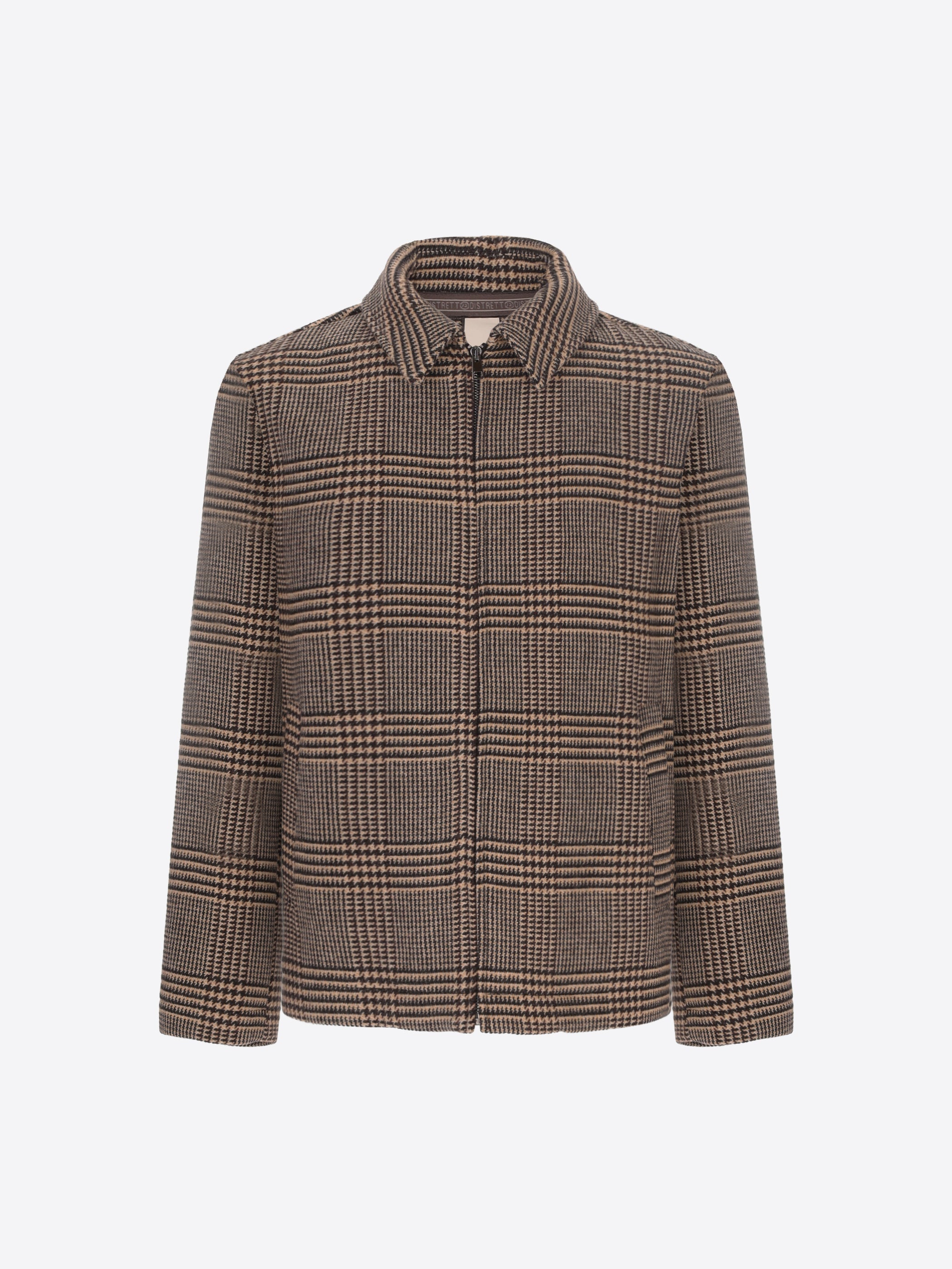 Distretto12 Tiberio Brown Tartan Wool-Blend Aviator Jacket - Product Still Life
