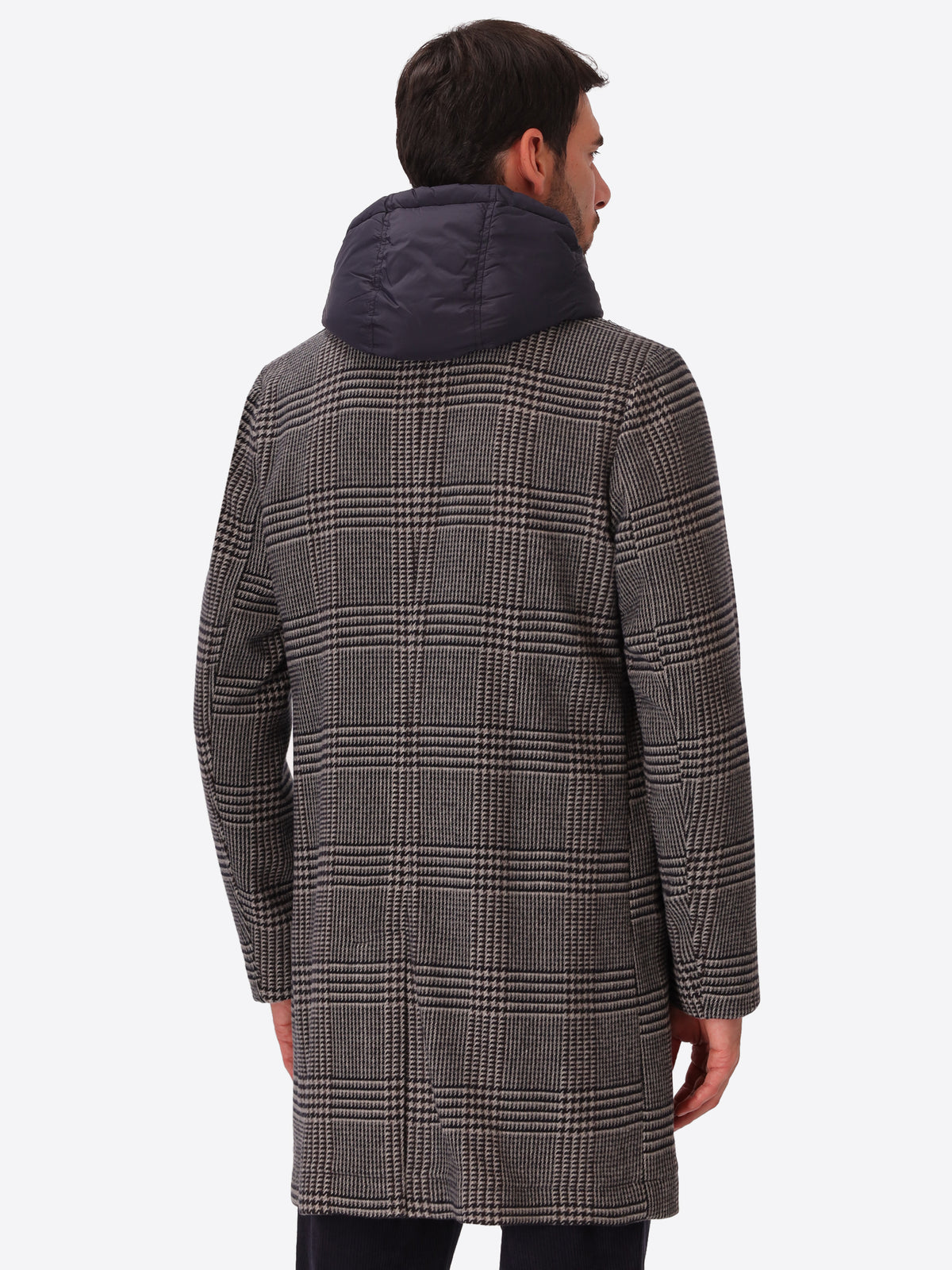 Tartan Wool-Blend Coat Tiberio with Detachable Bib